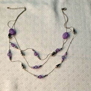 Silver Spring Purple Three Strand Necklace